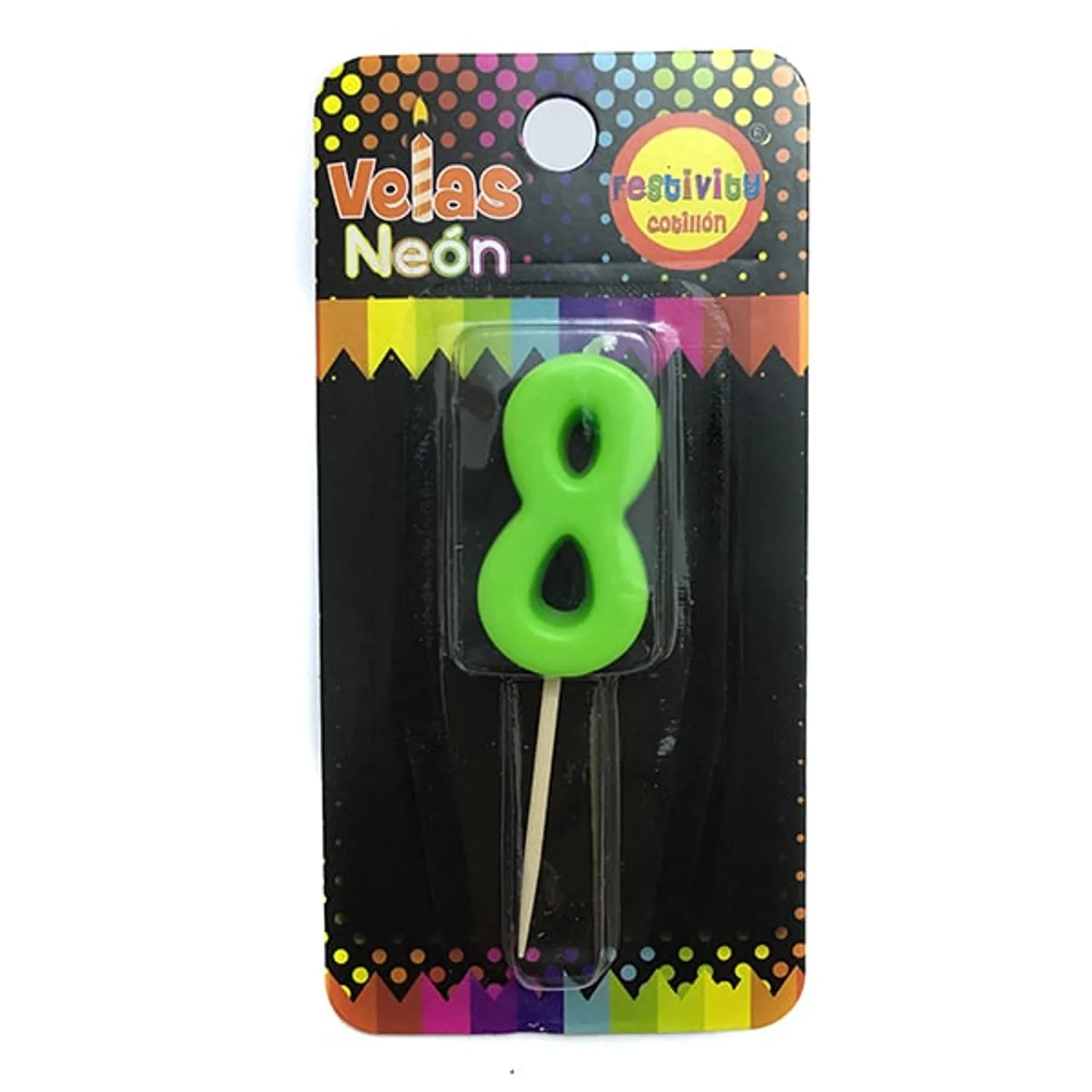 VELA NUMERAL STICK NEON N? 8 X1 UNI - 1