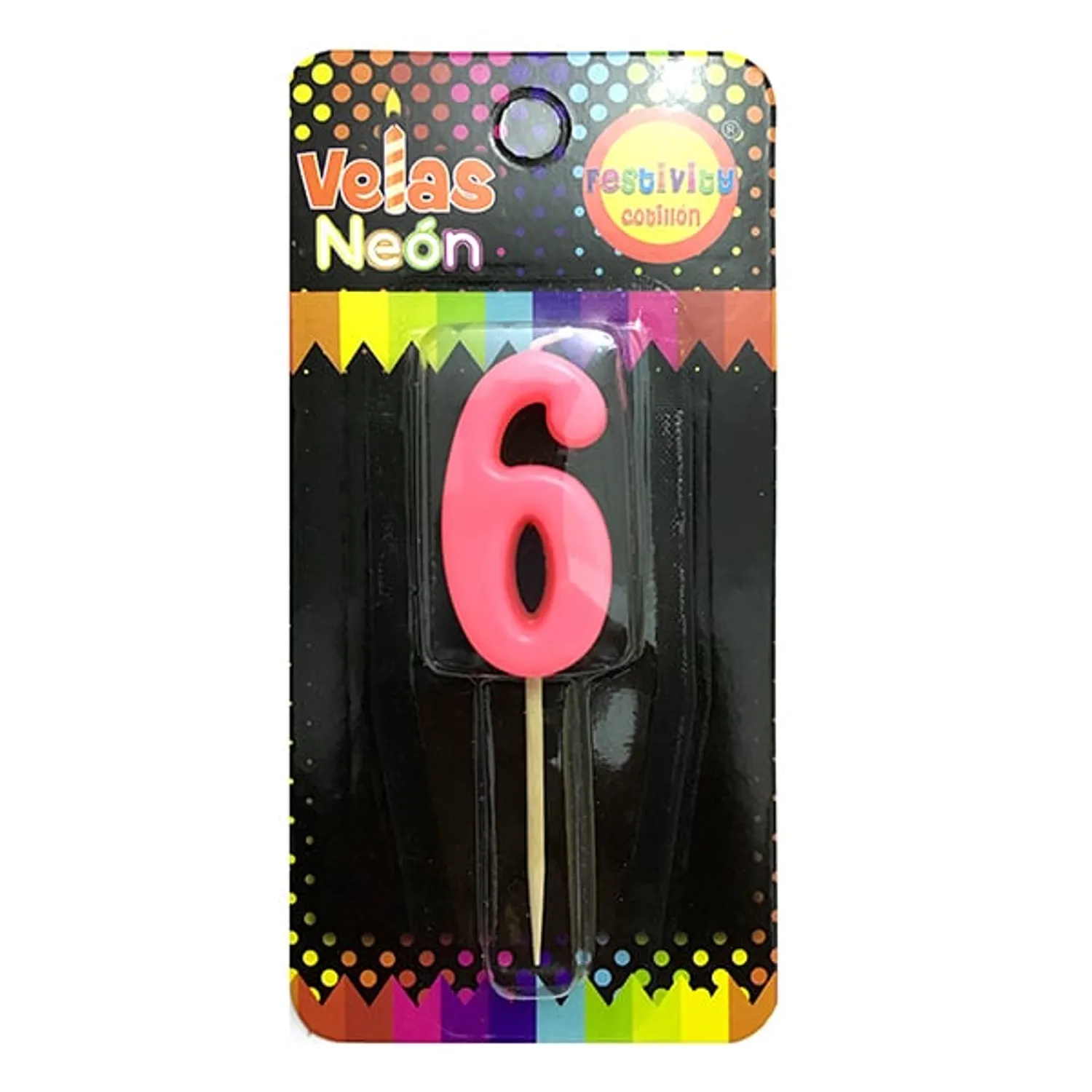 VELA NUMERAL STICK NEON N? 6 X1 UNI - 1