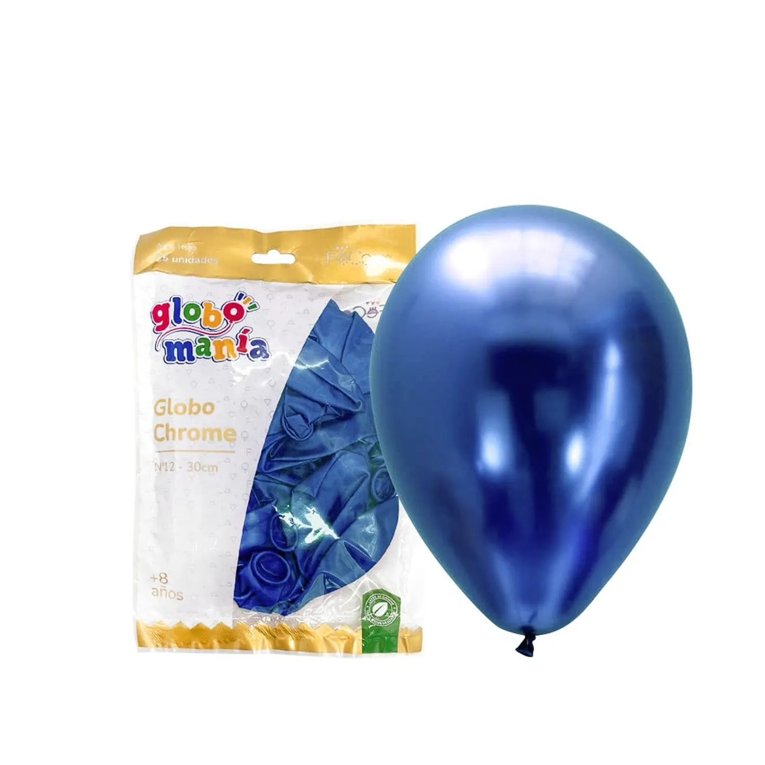 GLOBO 12 CHROME AZUL X25 UNID - 1
