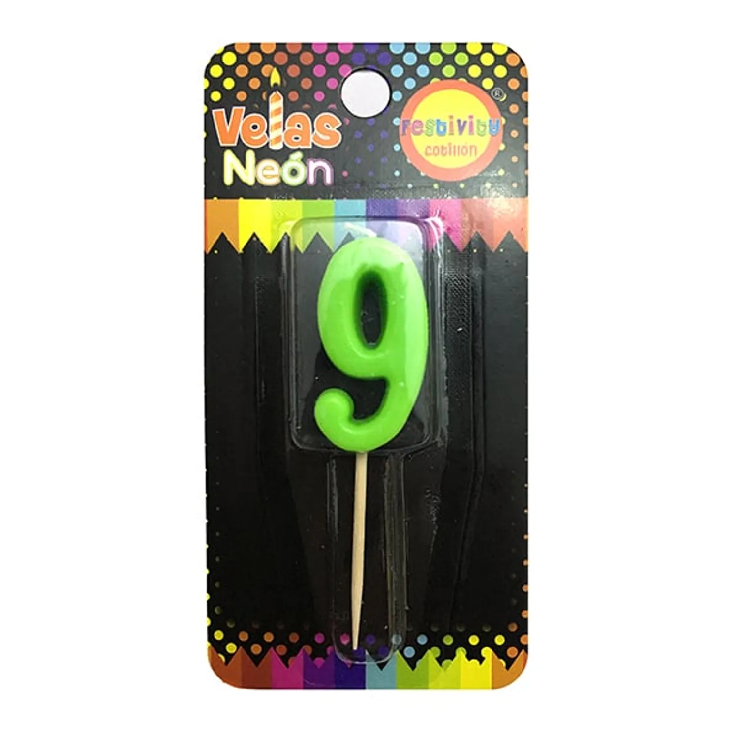VELA NUMERAL STICK NEON NRO 9 X1 UNI - 1