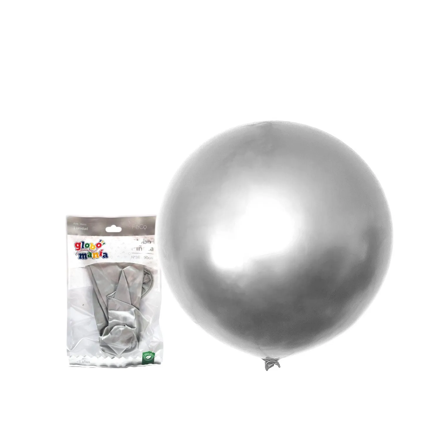 GLOBO PINATA R36 CHROME PLATEADO X1 UNI - 1