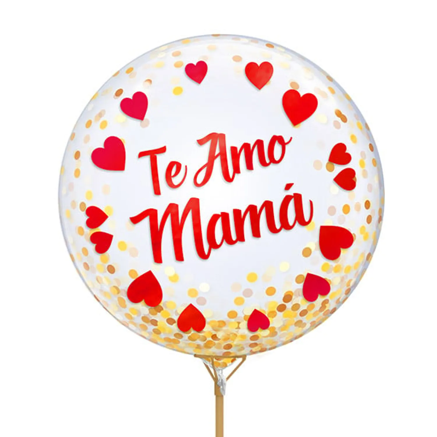GLOBO BURBUJA CONFETTI TE AMO MAMA ROJO X1 UNI - 1