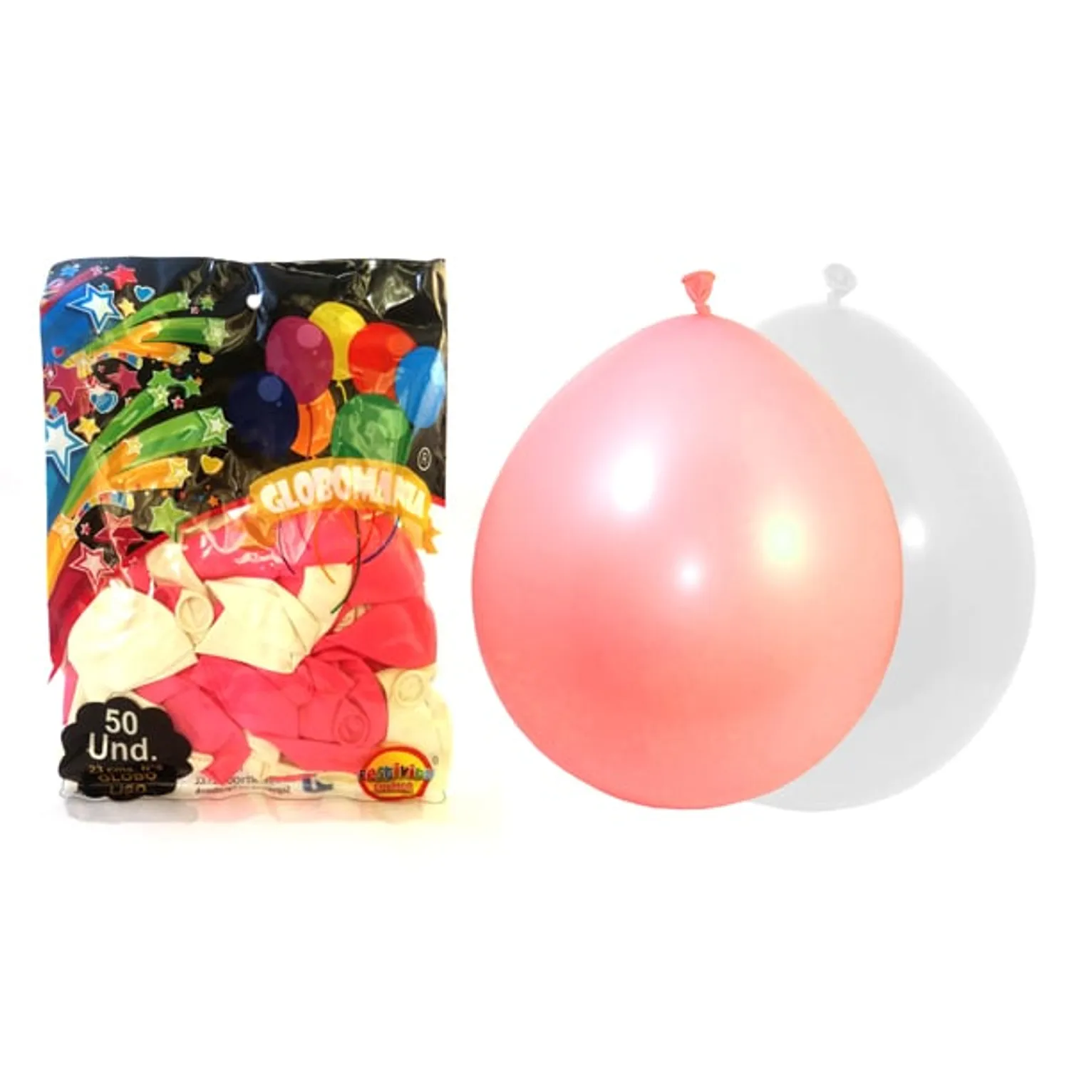 GLOBO 09 STANDARD A BLANCO/ROSADO X 50 UNI - 1