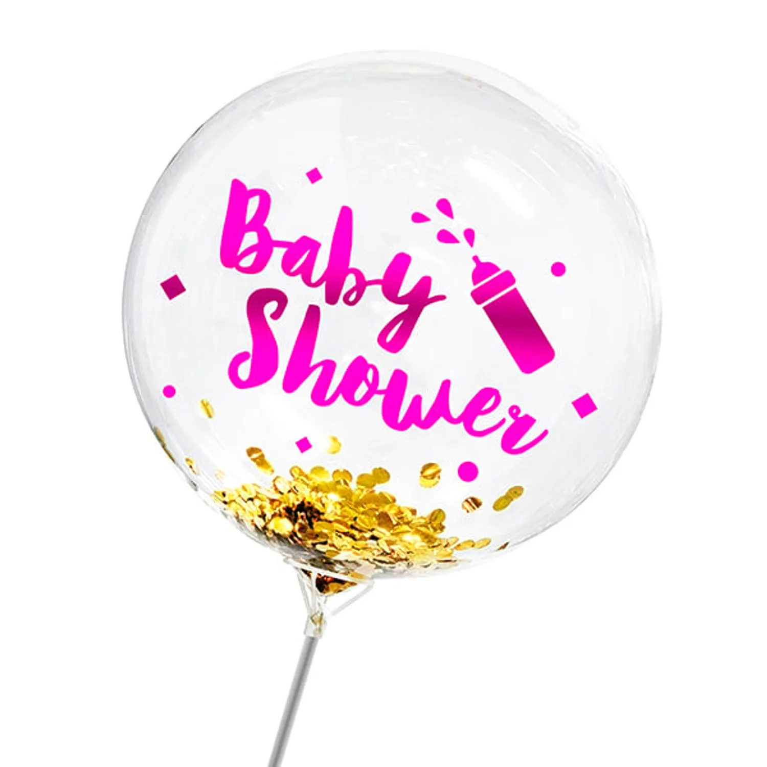 GLOBO BURBUJA CONFETTI BABY FUCSIADORADO X1 UNI - 1