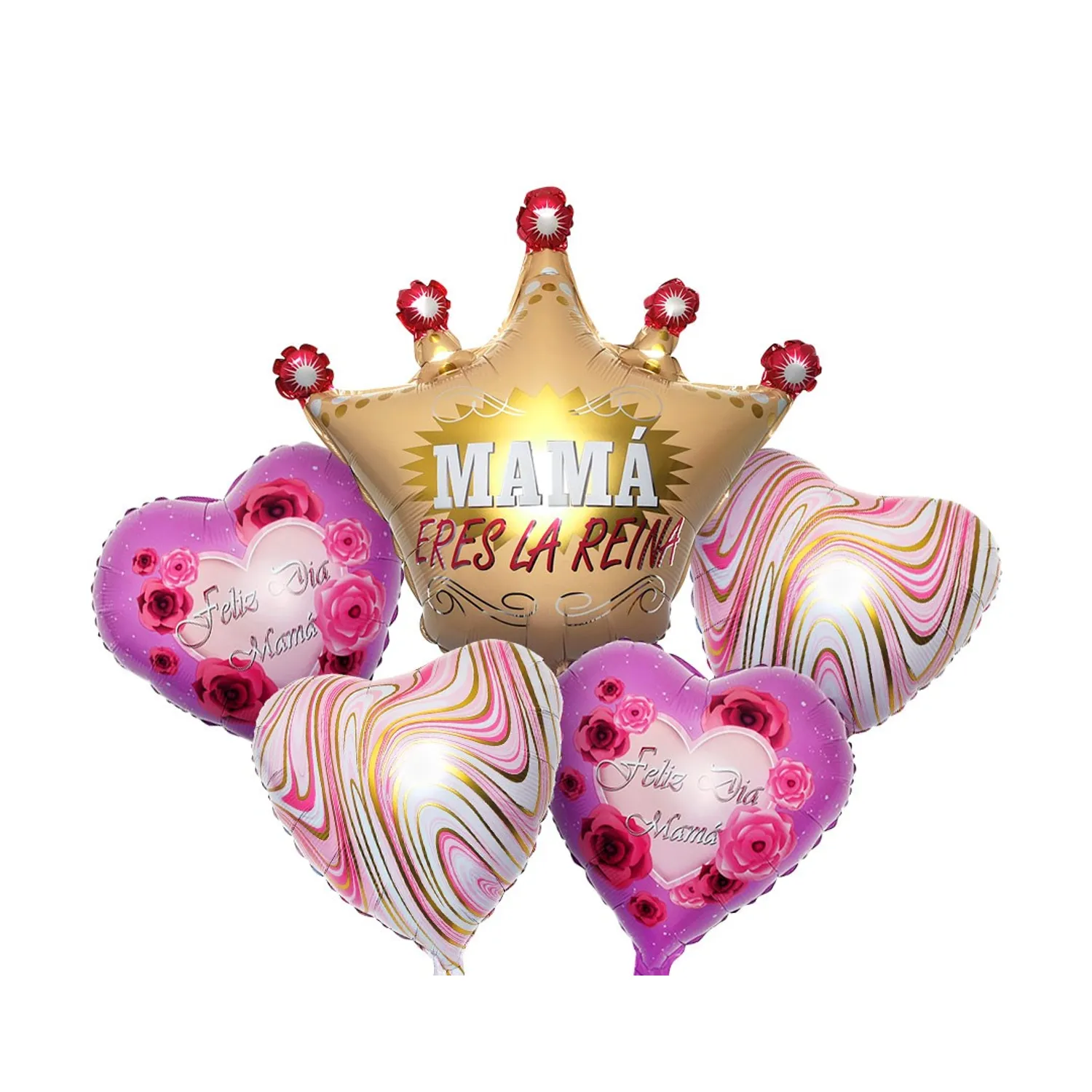 SET GLOBO METALICO CORONA MAMA X1 SET - 1