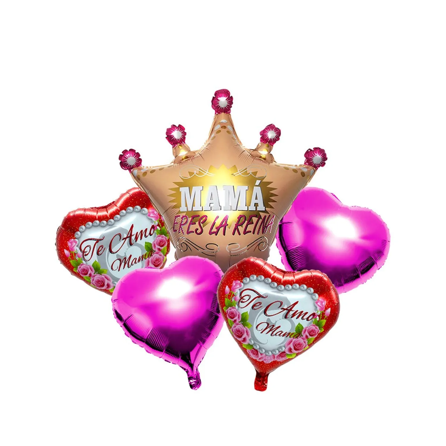SET GLOBO METALICO CORONA TE AMO MAMA X1 SET - 1