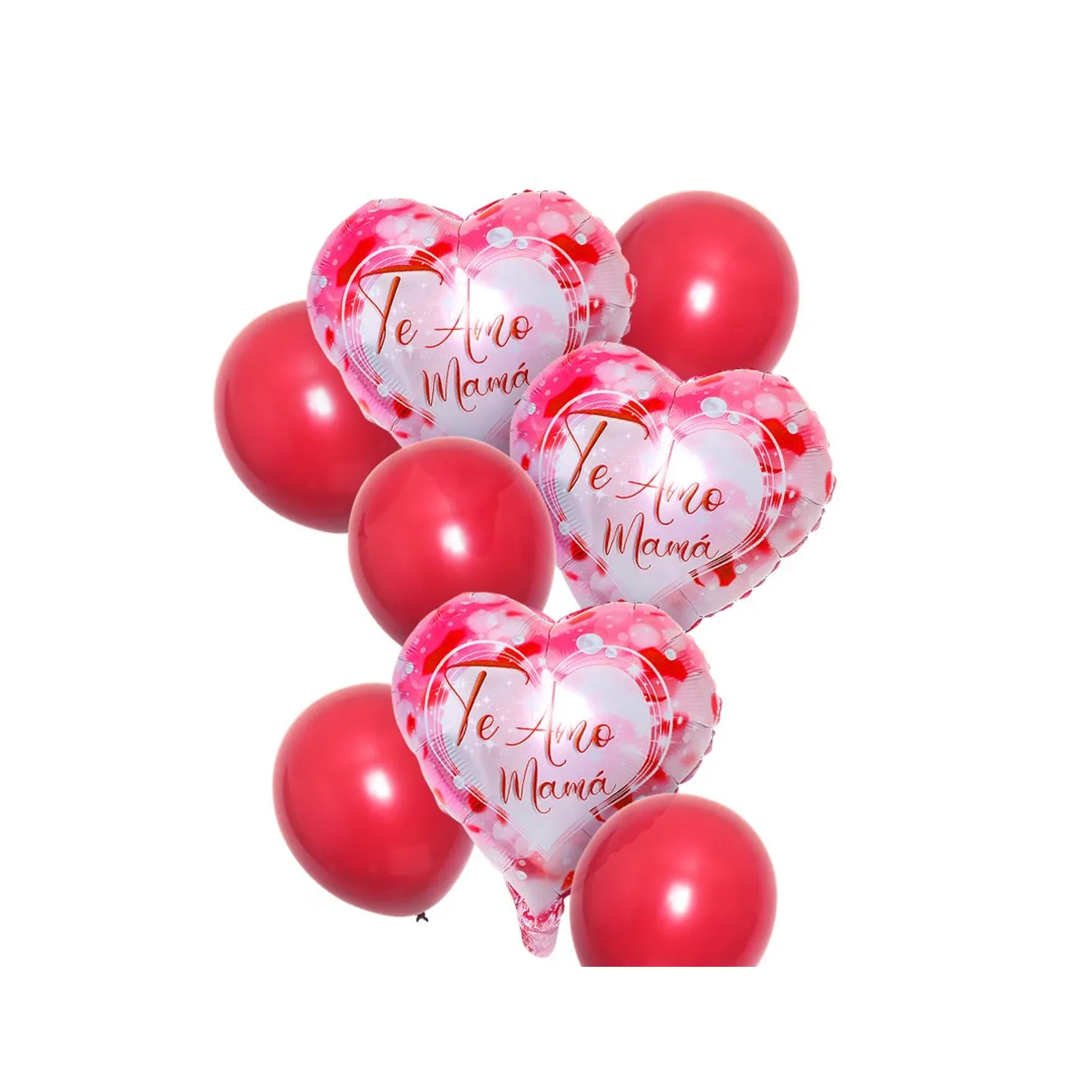 SET GLOBO METALICO TE AMO MAMA ROJO X1 SET - 1