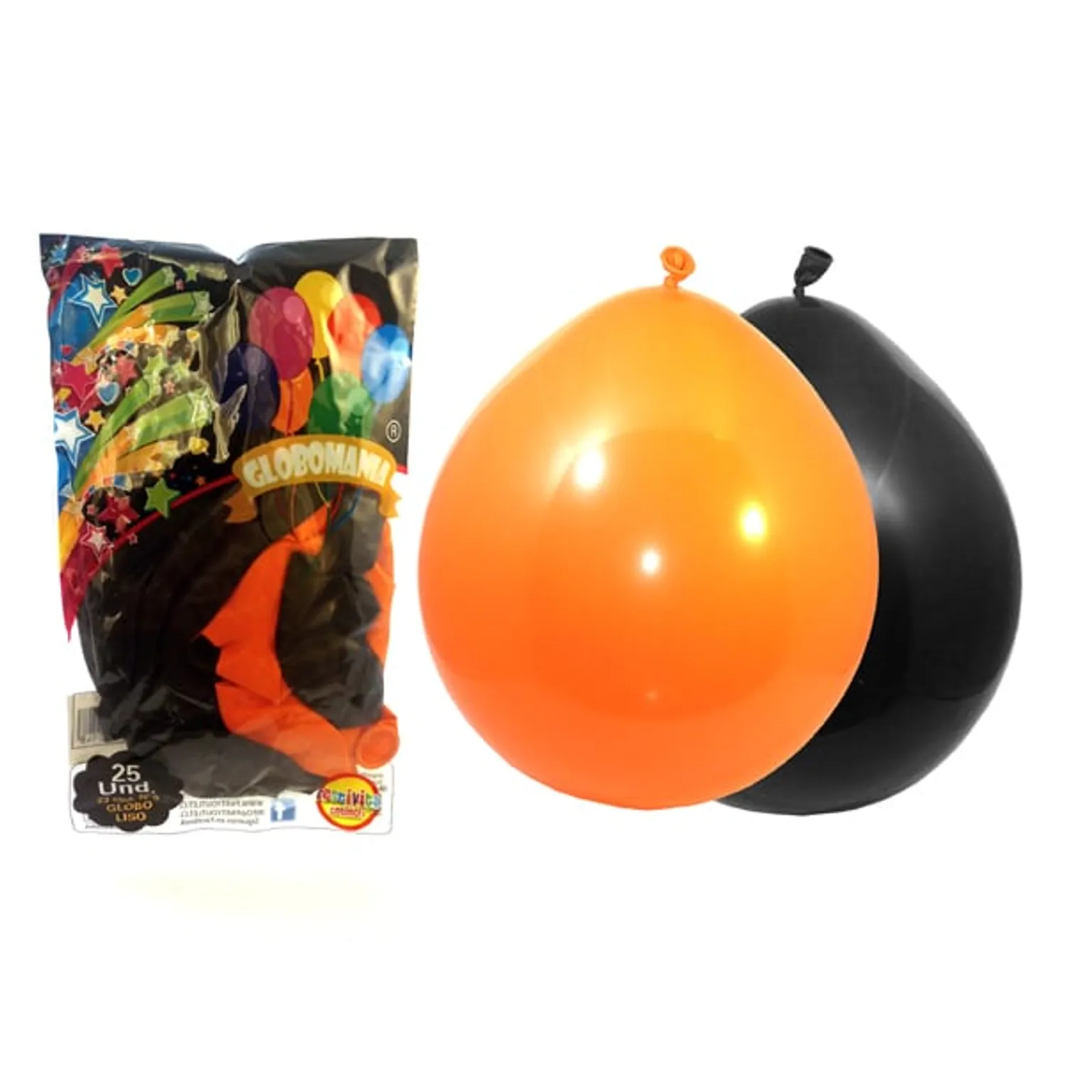 GLOBO 09 STANDARD B NEGRO/NARANJA X 25 UNI - 1