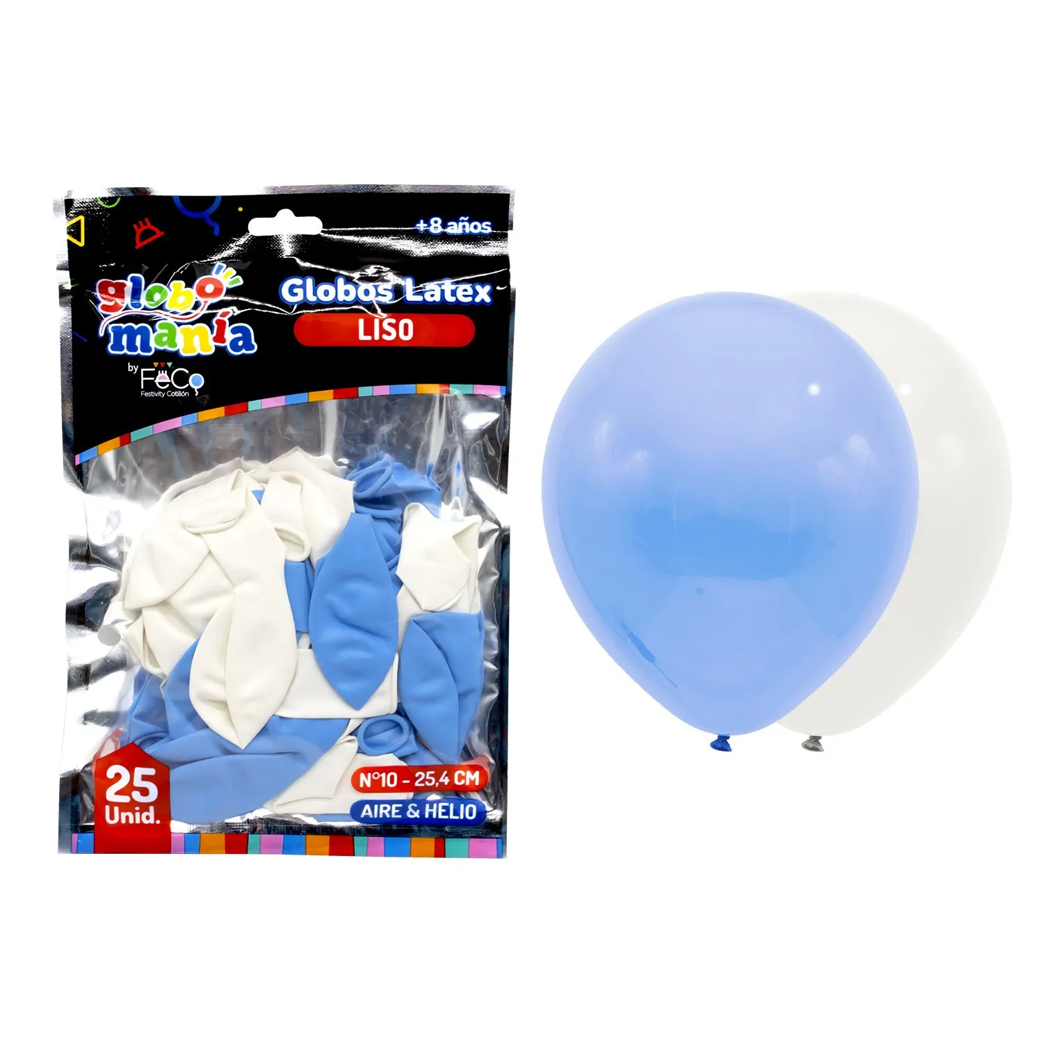 GLOBO 10 BLANCO/CELESTE X25UNI - 1