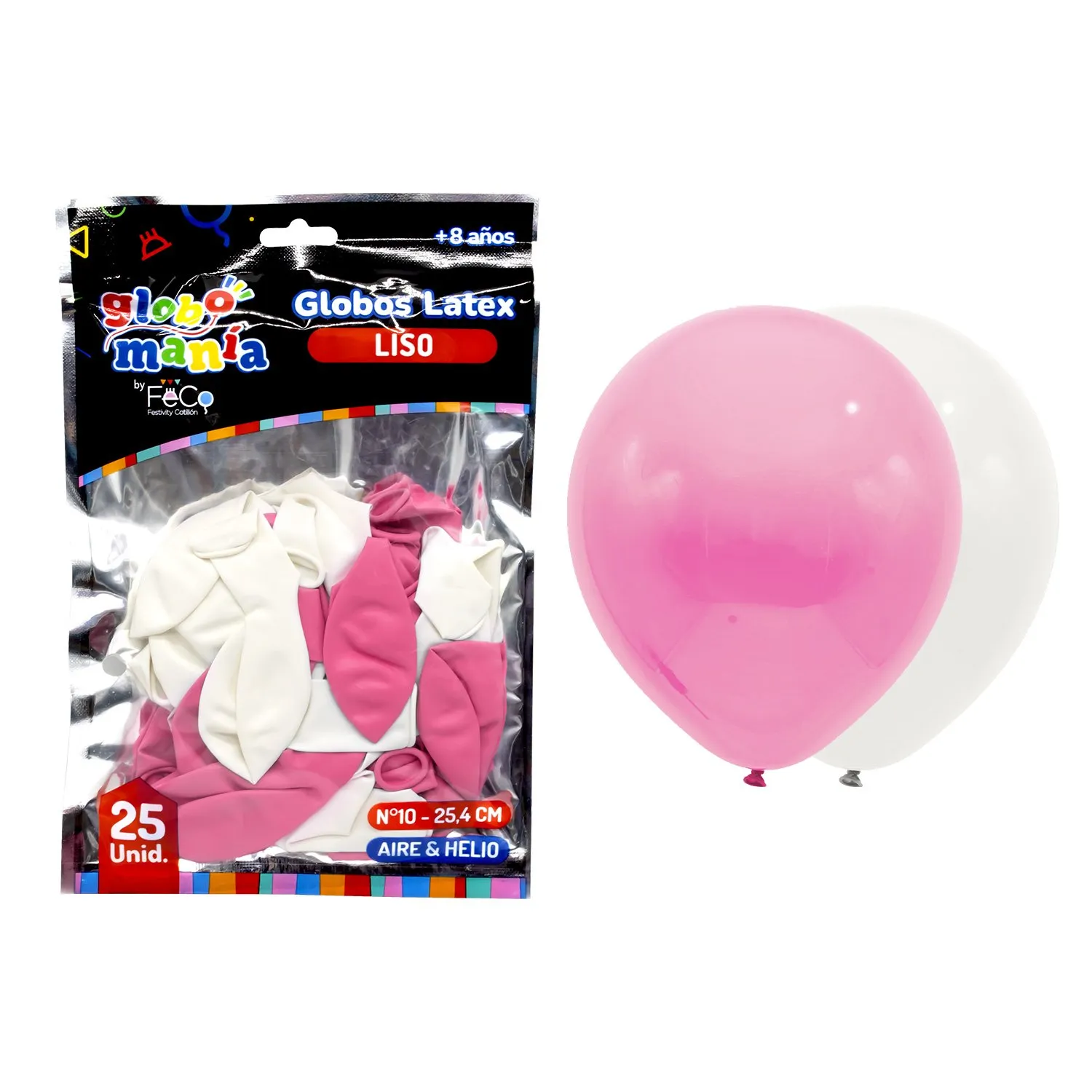 GLOBO 10 BLANCO/ROSADO X25UNI - 1