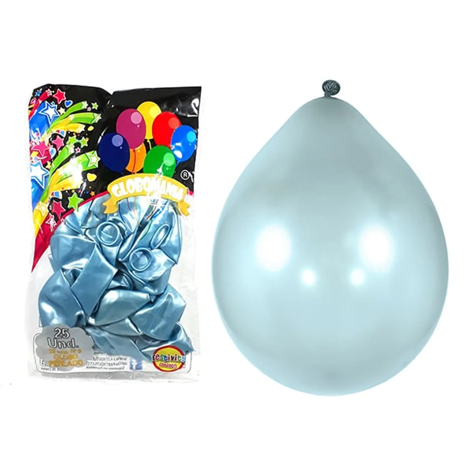 GLOBO 09 STANDARD PERLADO CELESTE X 25 UNI - 1