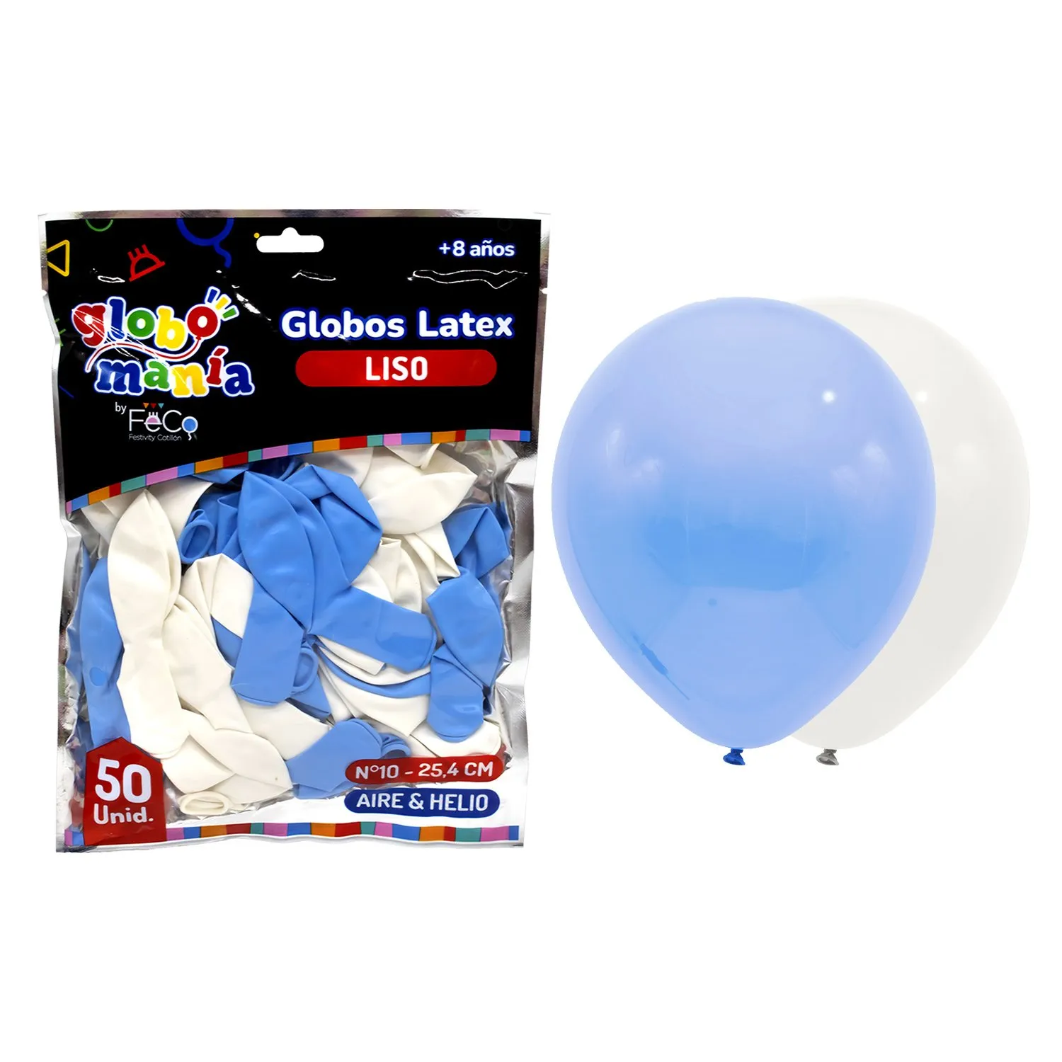 GLOBO 10 BLANCO/CELESTE X50UNI - 1