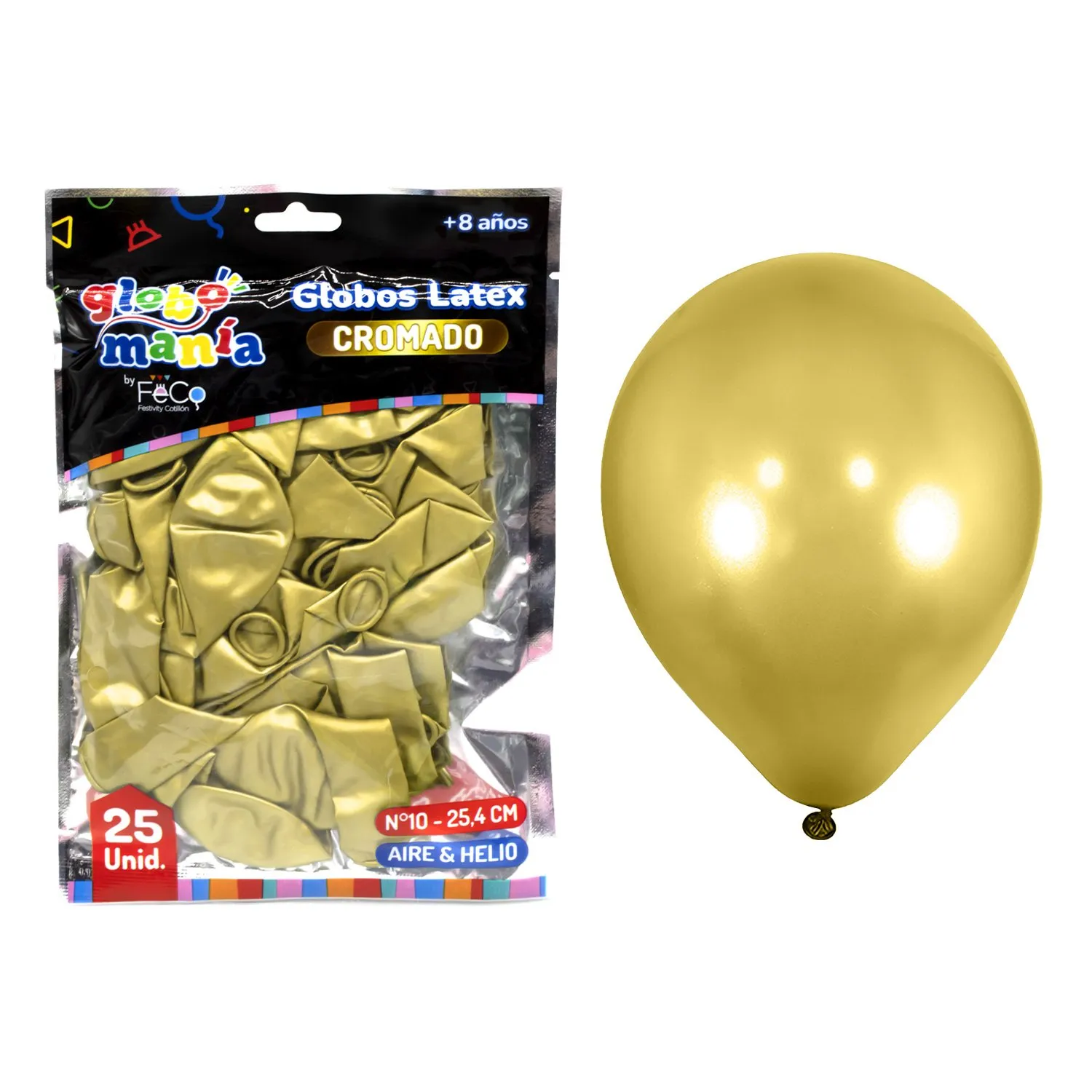 GLOBO 10 CHROME DORADO X25UNI - 1