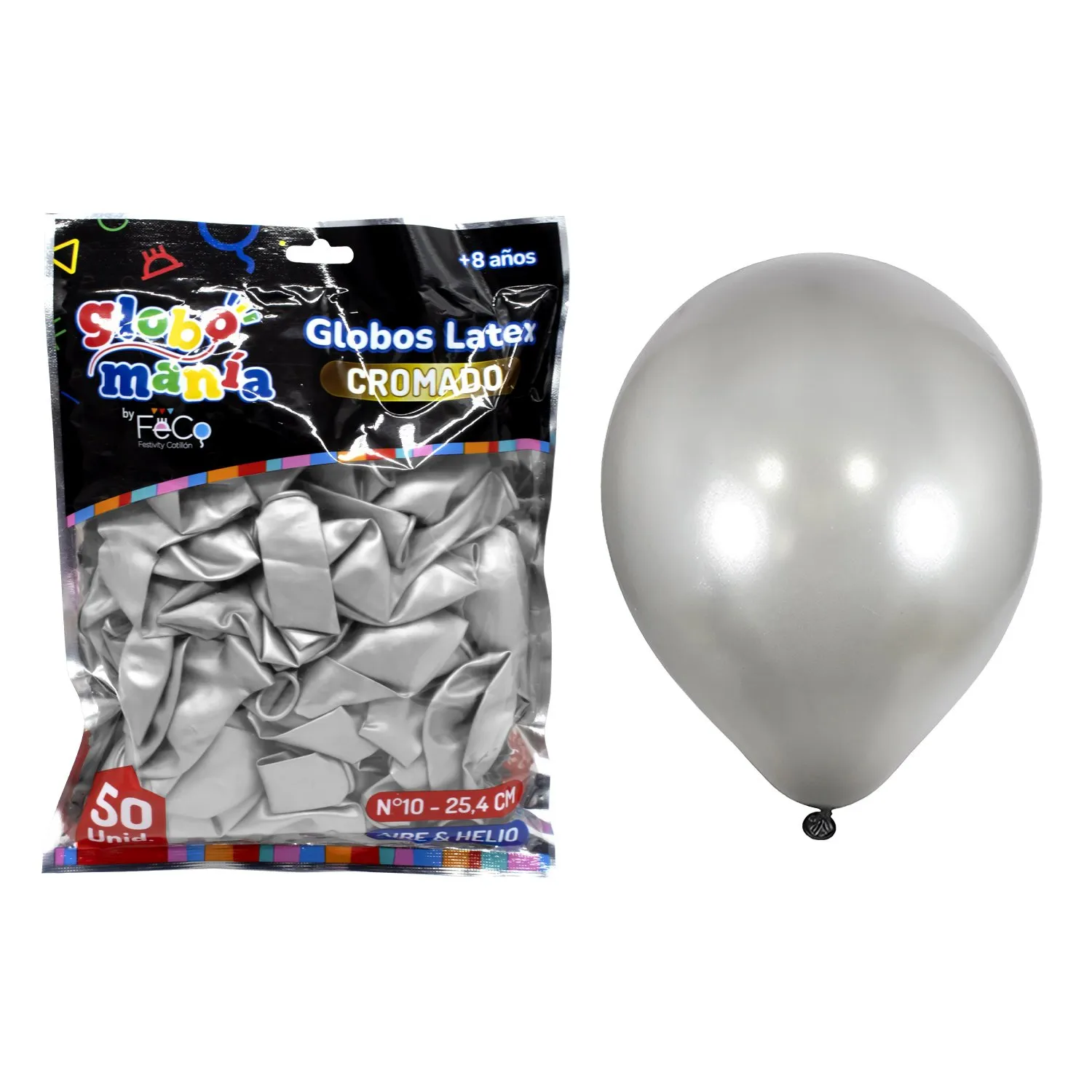 GLOBO 10 CHROME PLATEADO X50UNI - 1