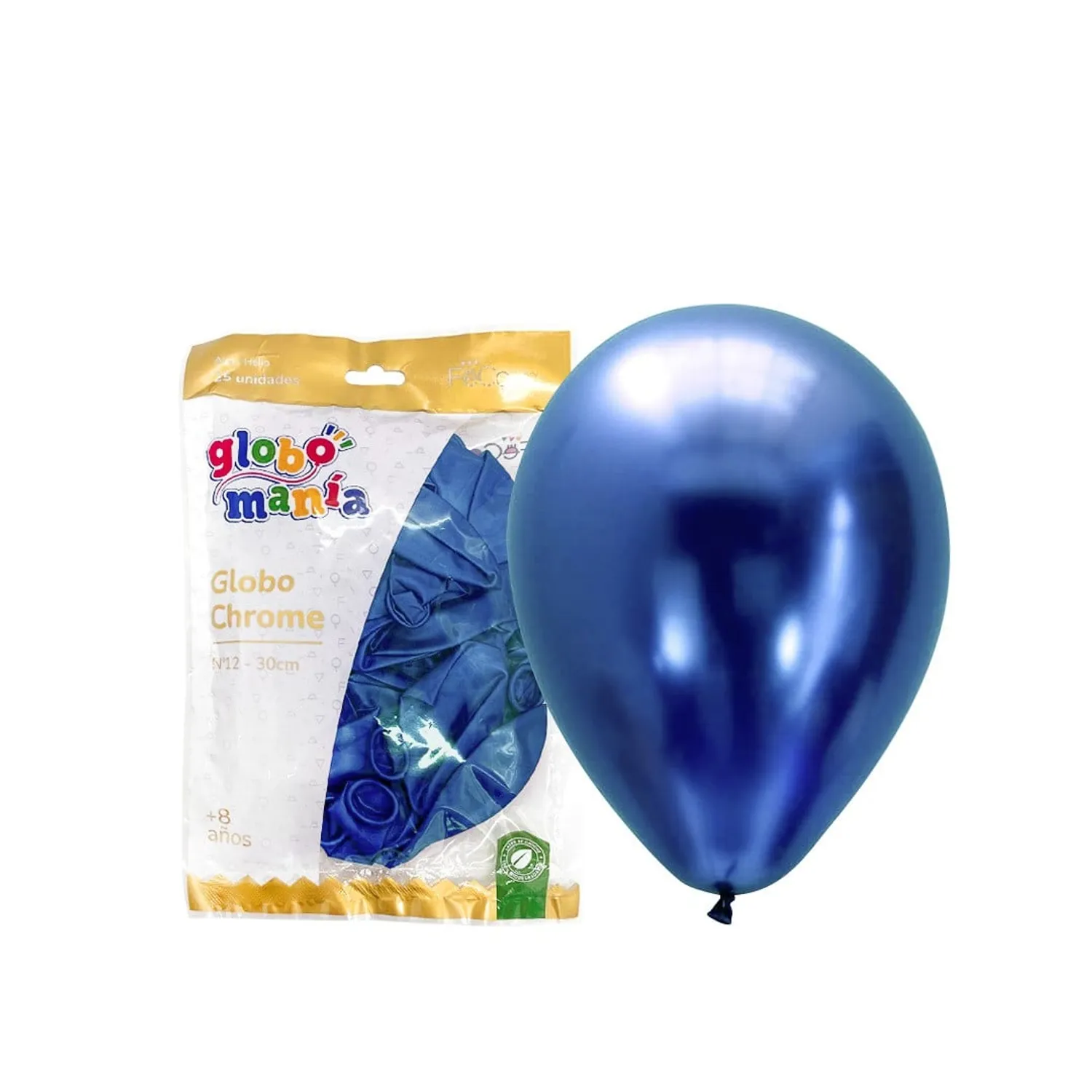 GLOBO 12 CHROME AZUL X25 UNID - 1