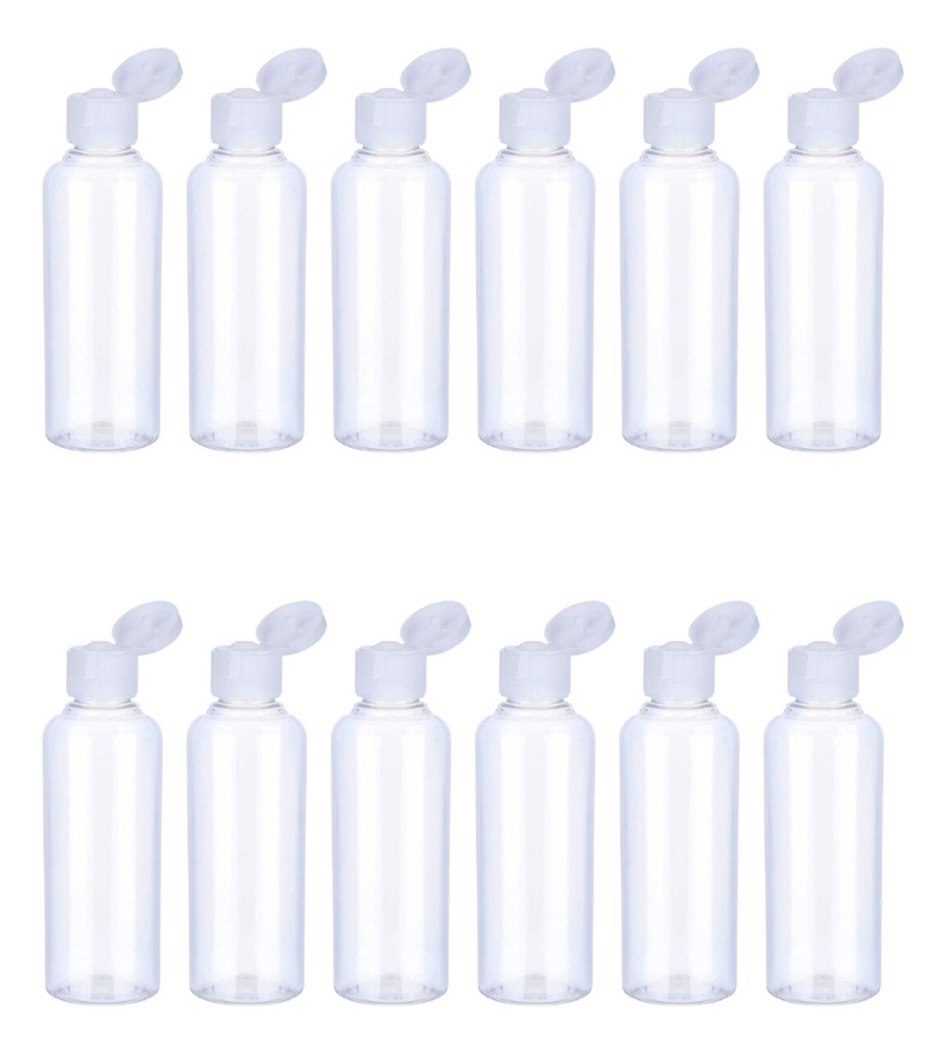 SET 12 BOTELLA VIAJE DISPENSADORA 100 ML TRANSPARENTE TAPA FLIP PLÁSTICO - 1