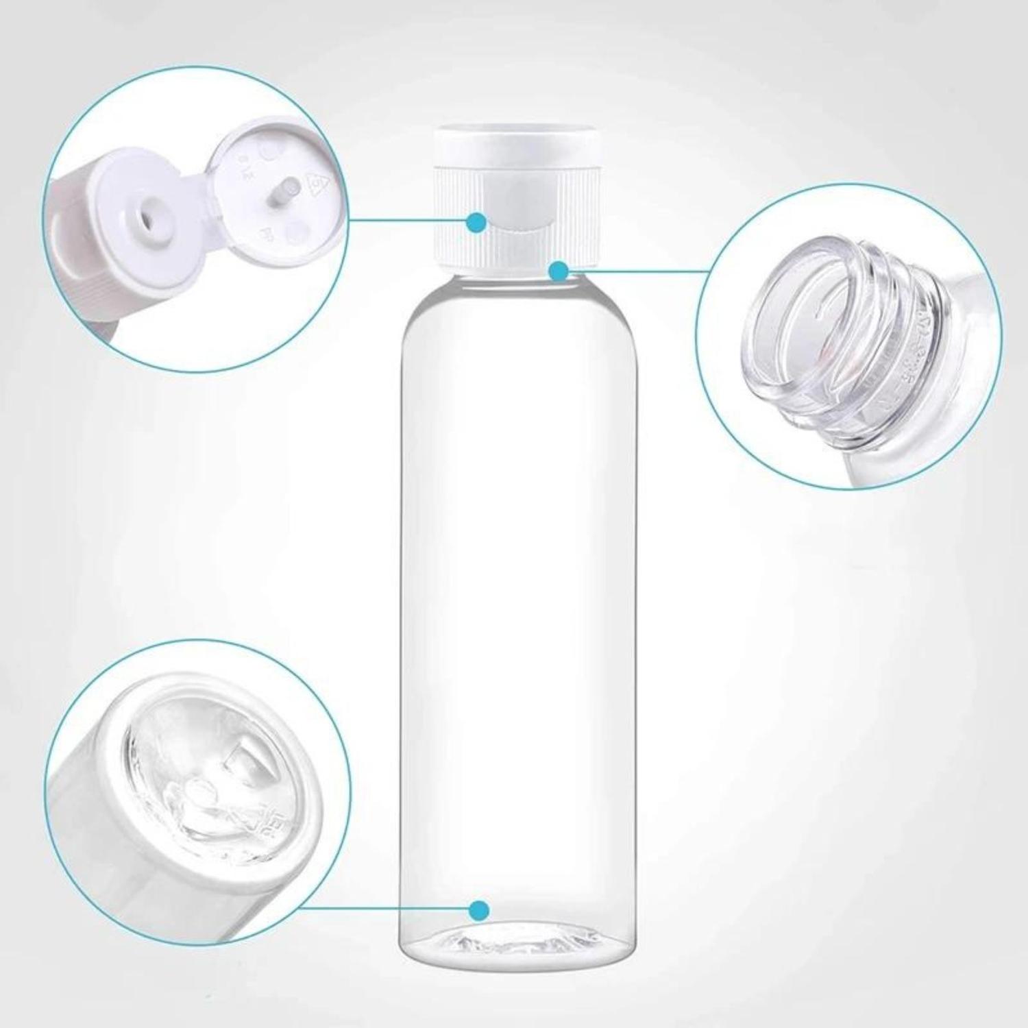 SET 6 BOTELLA VIAJE DISPENSADORA 100 ML TRANSPARENTE TAPA FLIP PLÁSTICO - 2