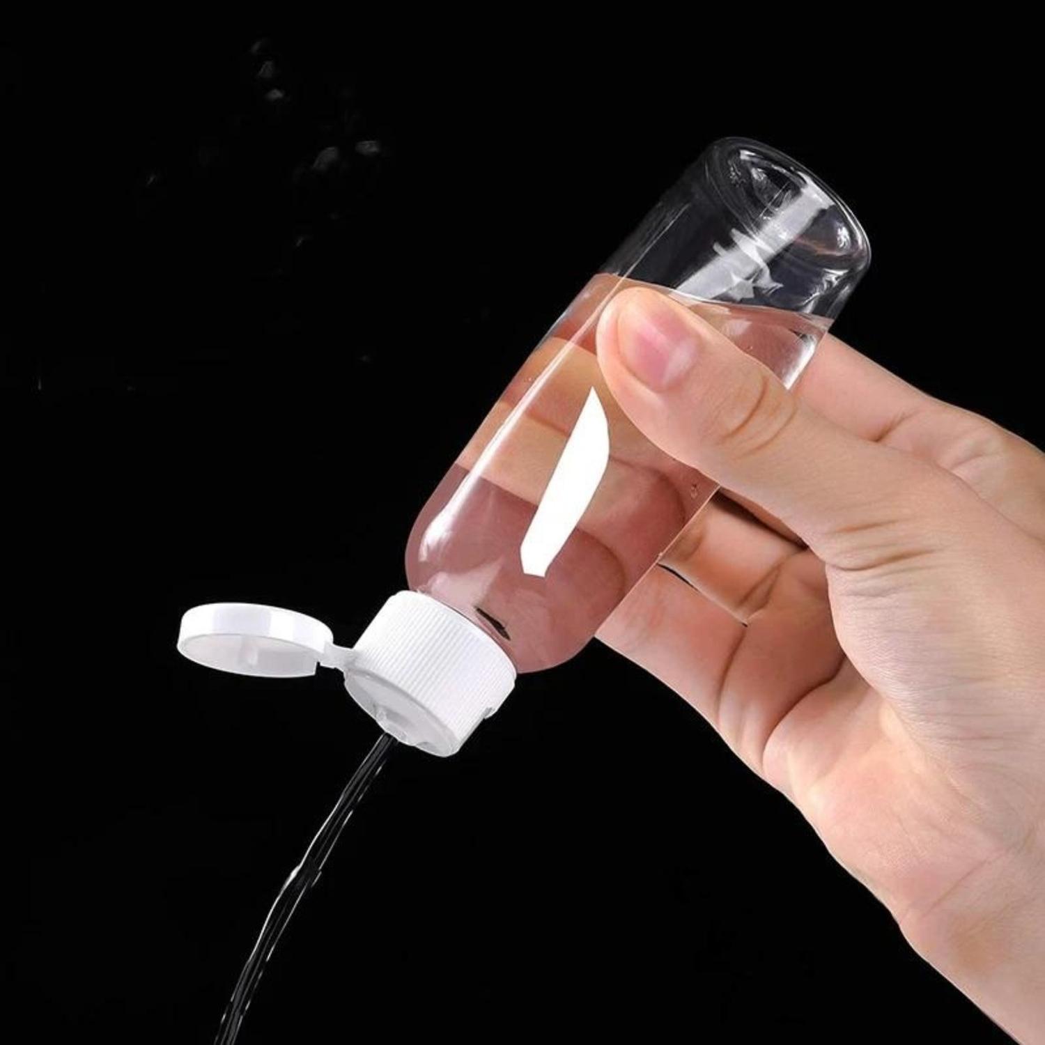 SET 6 BOTELLA VIAJE DISPENSADORA 100 ML TRANSPARENTE TAPA FLIP PLÁSTICO - 3