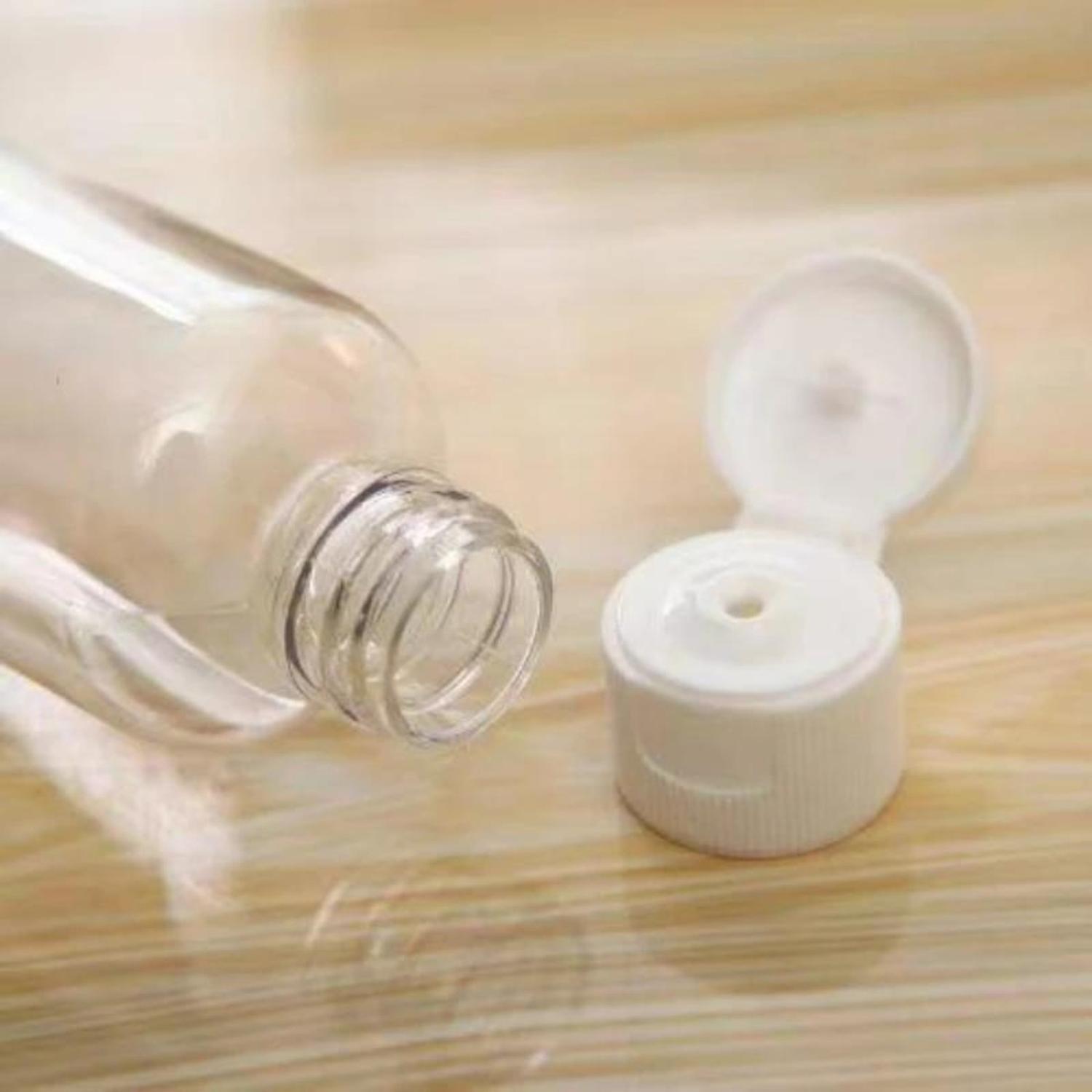 SET 6 BOTELLA VIAJE DISPENSADORA 100 ML TRANSPARENTE TAPA FLIP PLÁSTICO - 4