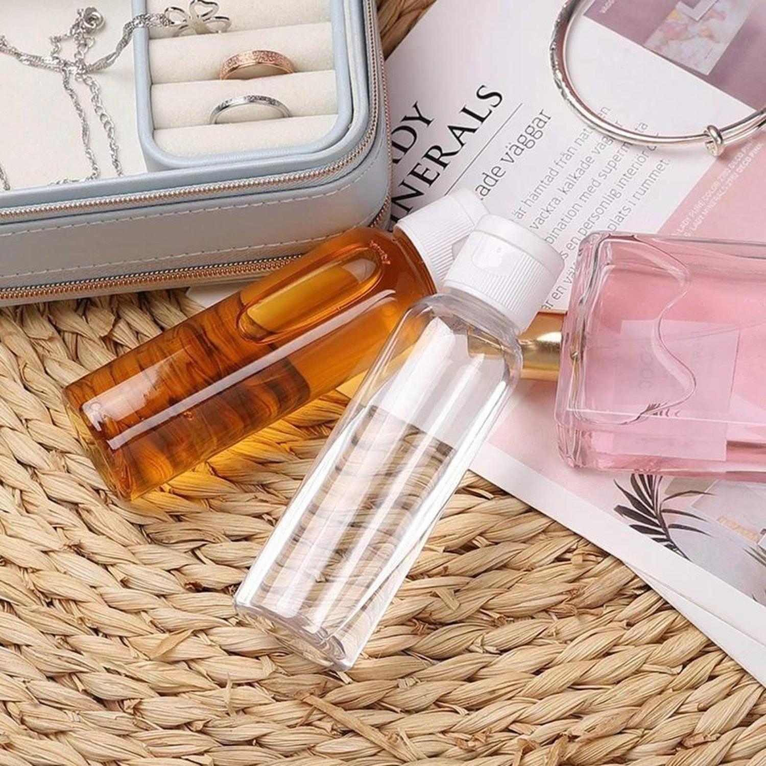 SET 6 BOTELLA VIAJE DISPENSADORA 100 ML TRANSPARENTE TAPA FLIP PLÁSTICO - 6
