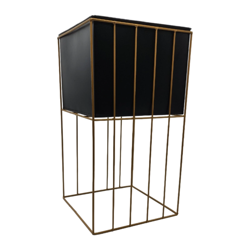 SET 2 PORTA MACETERO PEDESTAL MACETA PLANTAS NEGRO DORADO - 5
