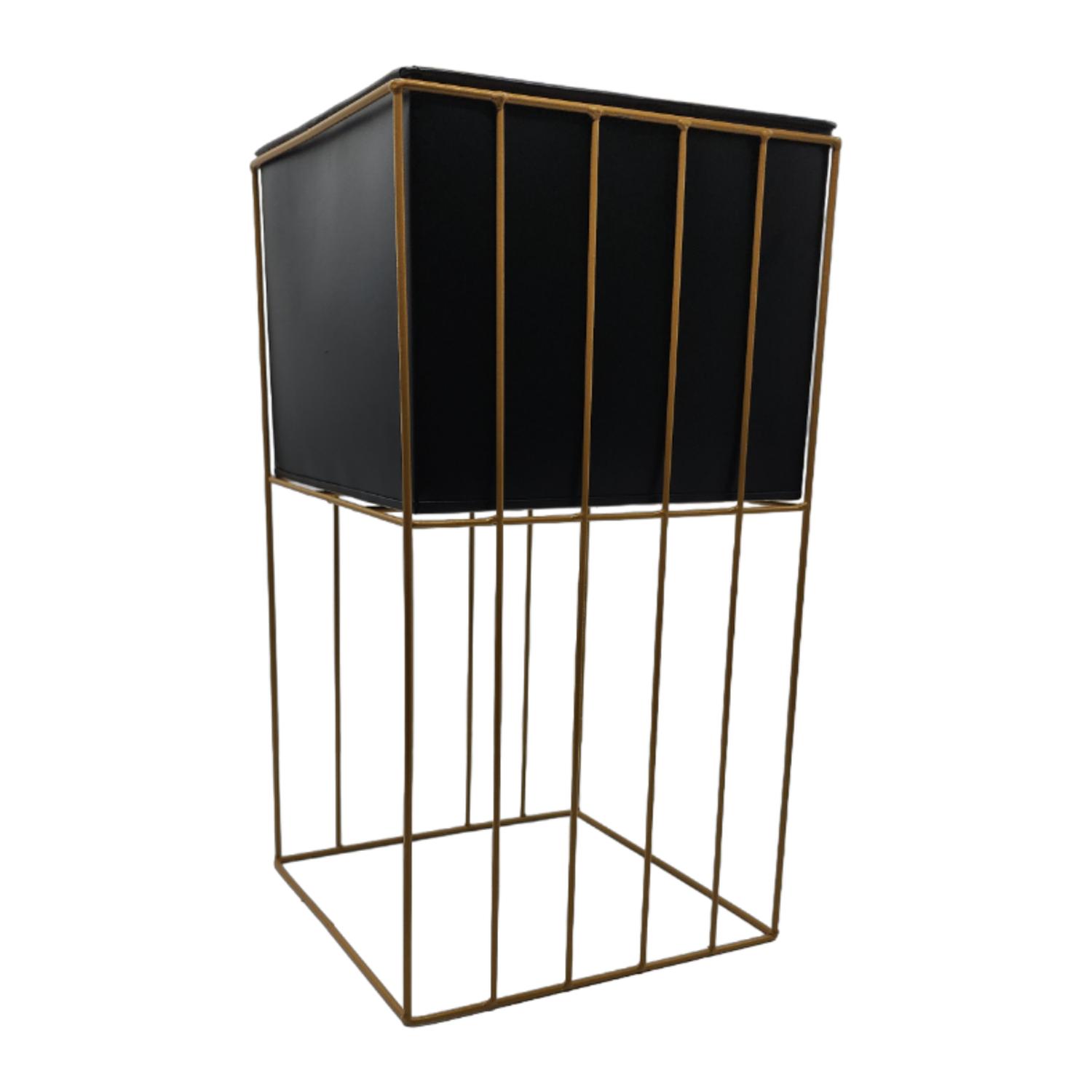 SET 2 PORTA MACETERO PEDESTAL MACETA PLANTAS NEGRO DORADO - 5