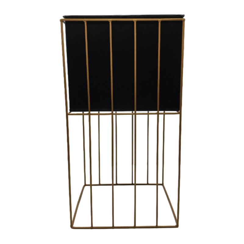 SET 2 PORTA MACETERO PEDESTAL MACETA PLANTAS NEGRO DORADO - 7