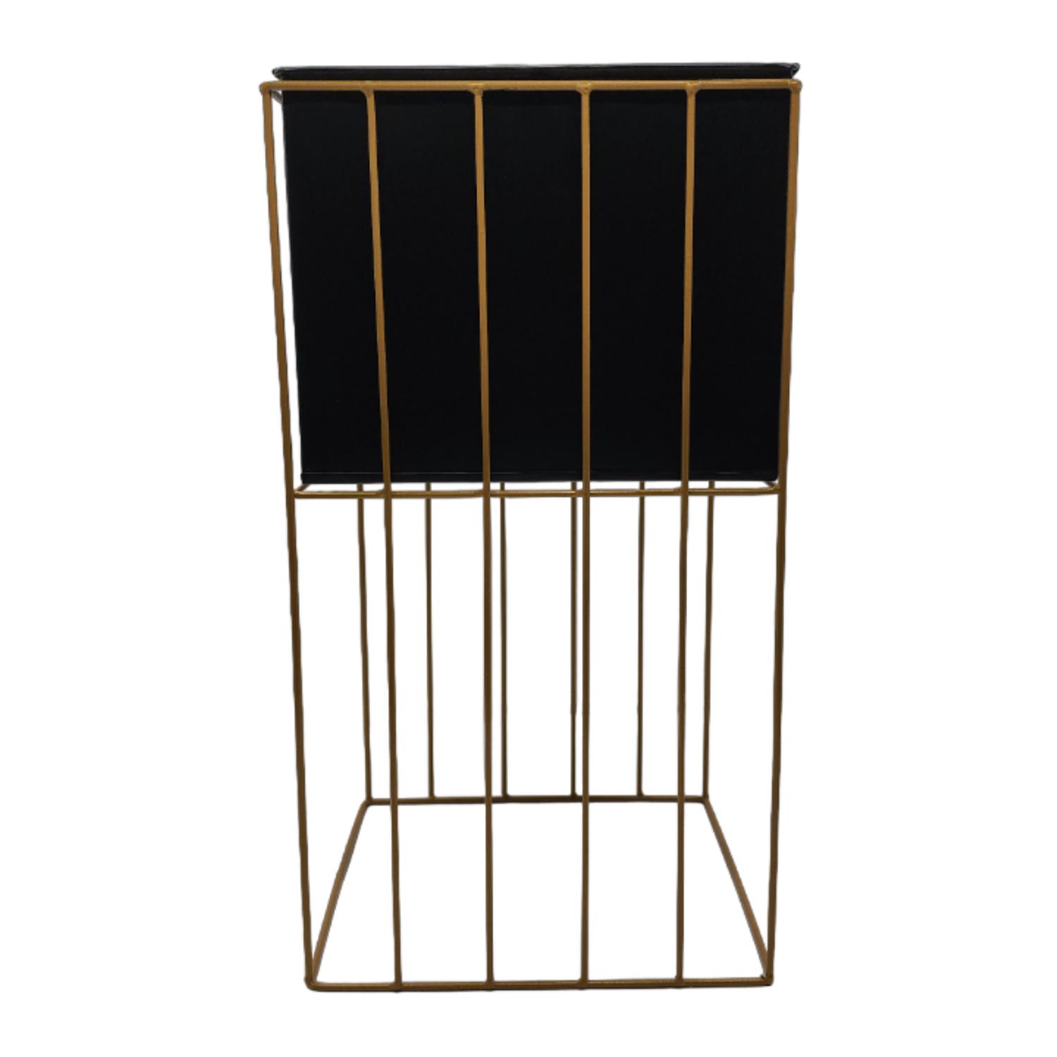 SET 2 PORTA MACETERO PEDESTAL MACETA PLANTAS NEGRO DORADO - 7