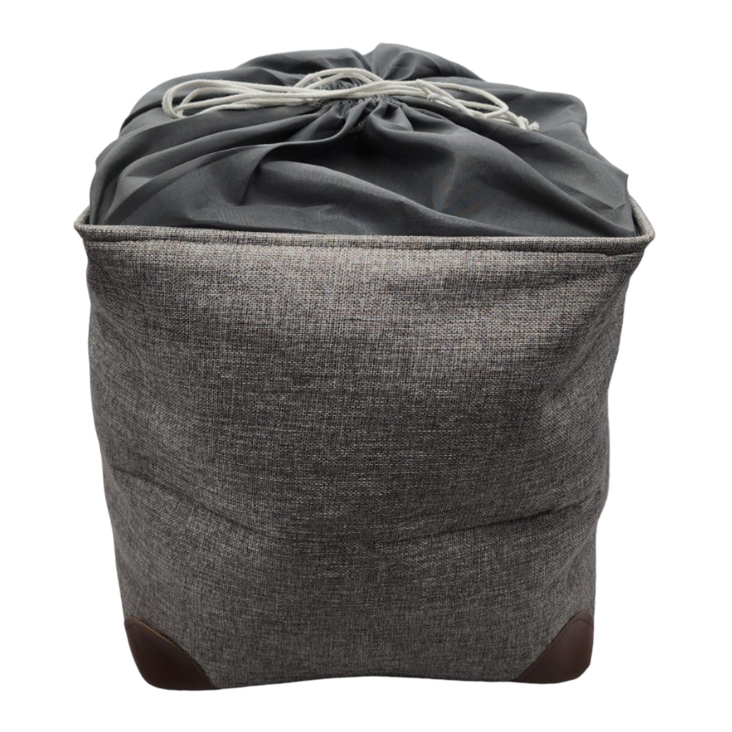 CESTO CANASTO PARA ROPA SUCIA PLEGABLE ORGANIZADOR DE TELA - 3