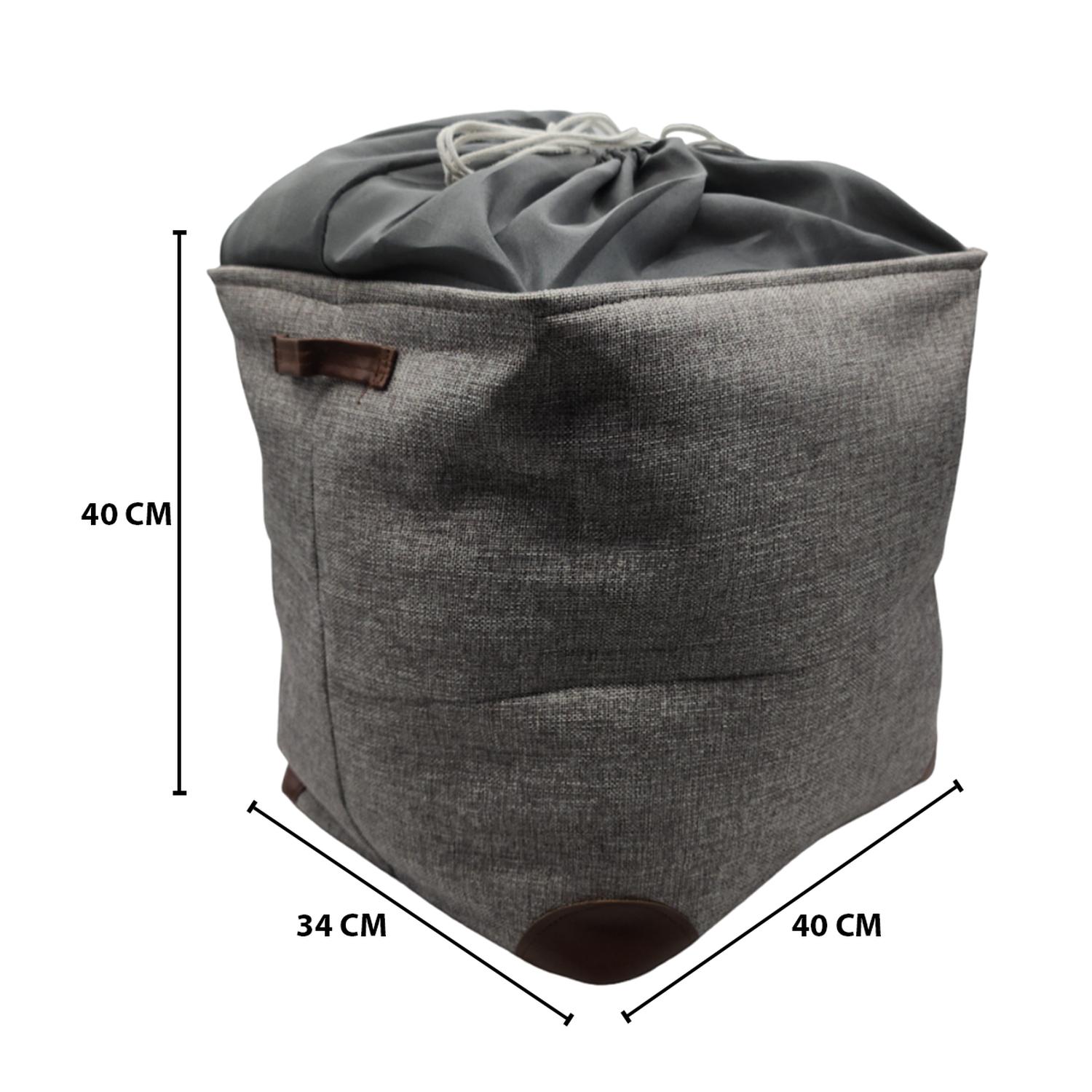 CESTO CANASTO PARA ROPA SUCIA PLEGABLE ORGANIZADOR DE TELA - 5