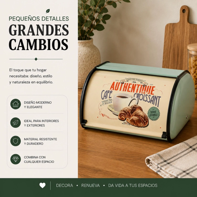 PANERA METALICA VINTAGE RETRO COLOR VERDE ABATIBLE - 5