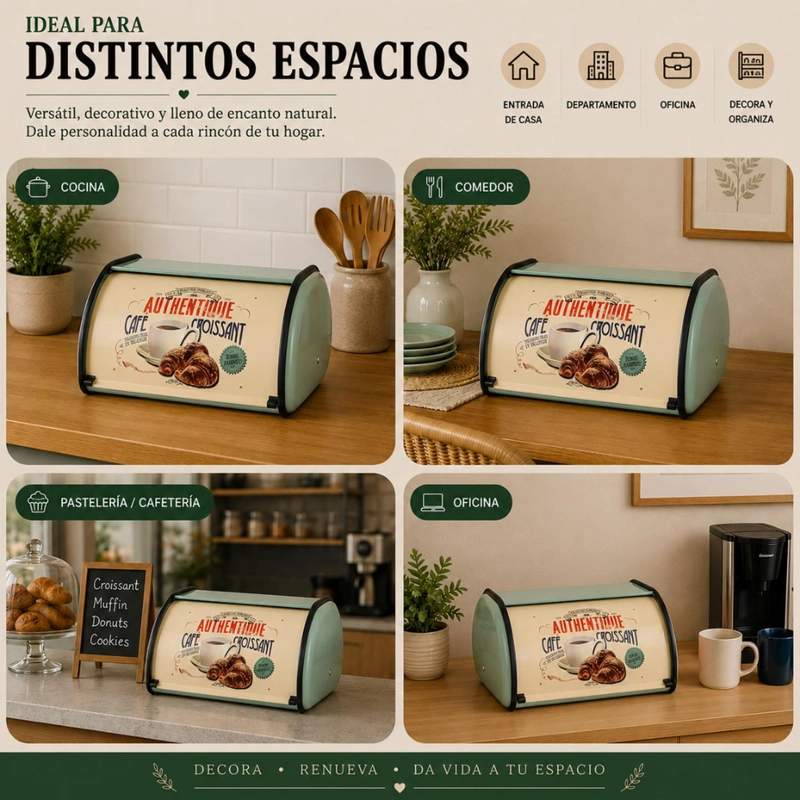 PANERA METALICA VINTAGE RETRO COLOR VERDE ABATIBLE - 6