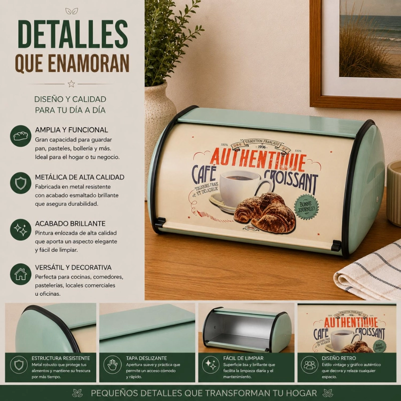PANERA METALICA VINTAGE RETRO COLOR VERDE ABATIBLE - 8