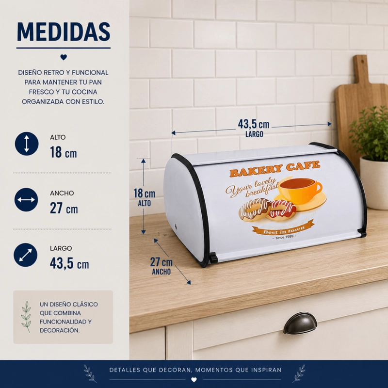 PANERA METALICA VINTAGE RETRO ABATIBLE ACERO COLOR BLANCO - 7