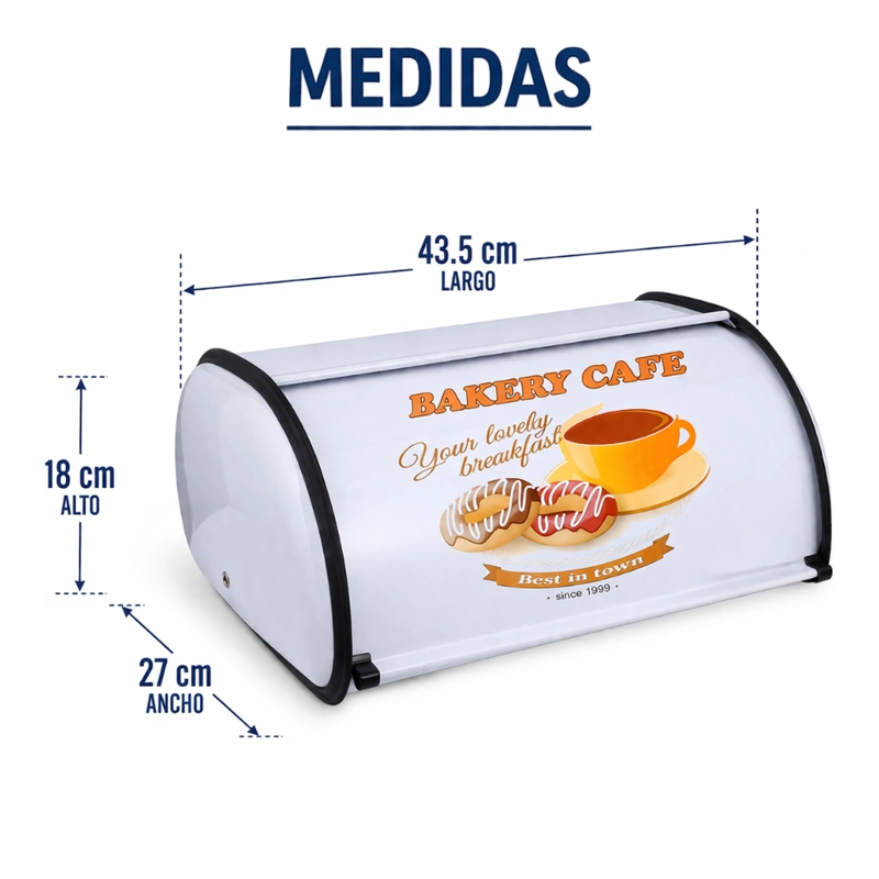PANERA METALICA VINTAGE RETRO ABATIBLE ACERO COLOR BLANCO - 9