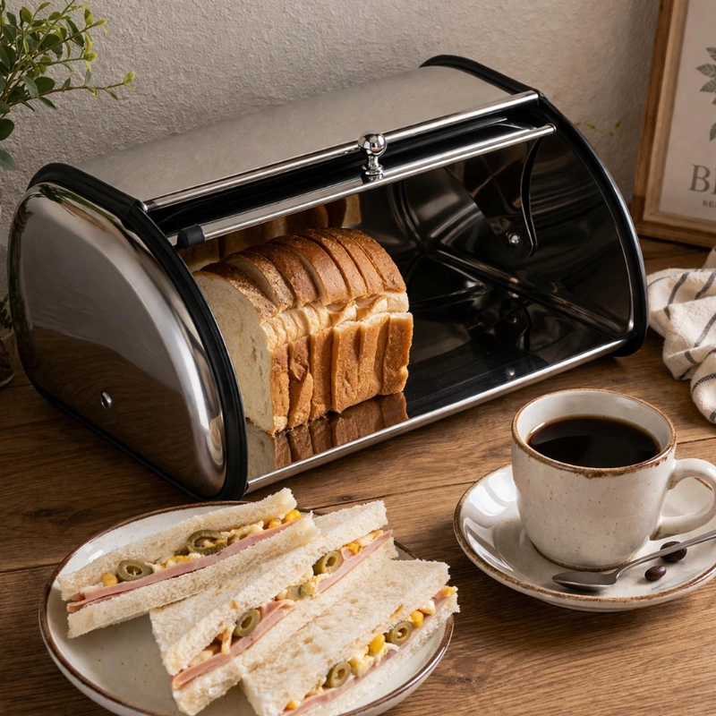 PANERA METALICA VINTAGE RETRO ACERO INOXIDABLE BRILLANTE - 2