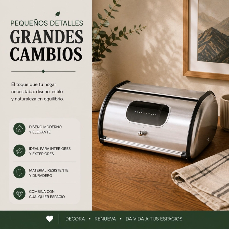 PANERA METALICA VINTAGE RETRO ACERO INOXIDABLE BRILLANTE - 5