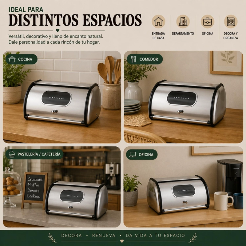 PANERA METALICA VINTAGE RETRO ACERO INOXIDABLE BRILLANTE - 6
