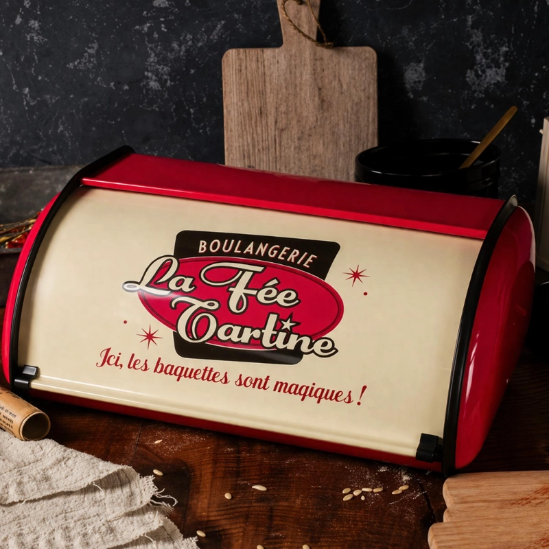 PANERA METALICA VINTAGE RETRO COLOR ROJO ABATIBLE - 2