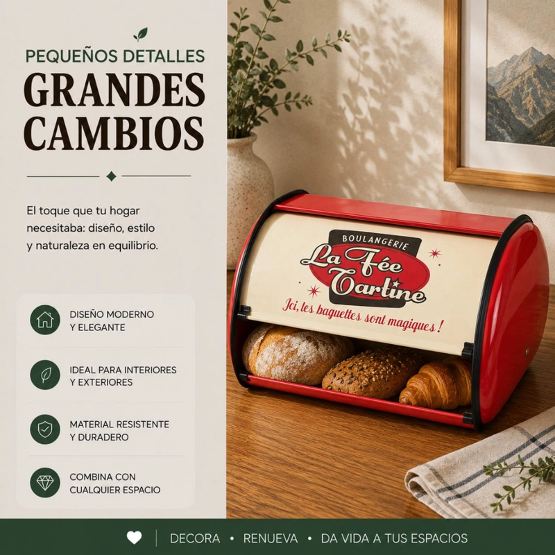 PANERA METALICA VINTAGE RETRO COLOR ROJO ABATIBLE - 5