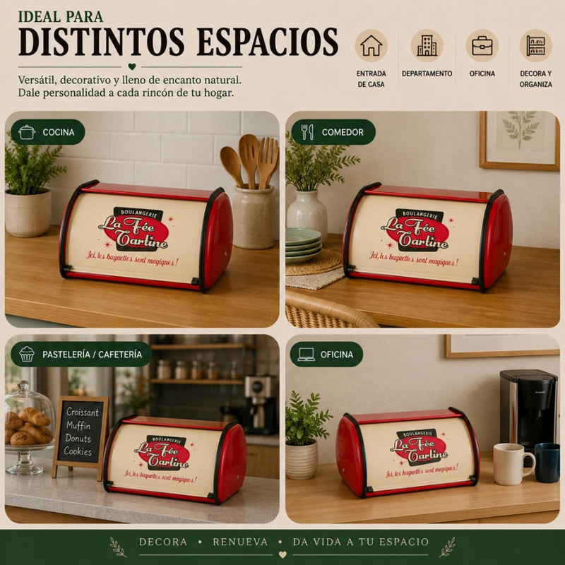 PANERA METALICA VINTAGE RETRO COLOR ROJO ABATIBLE - 6