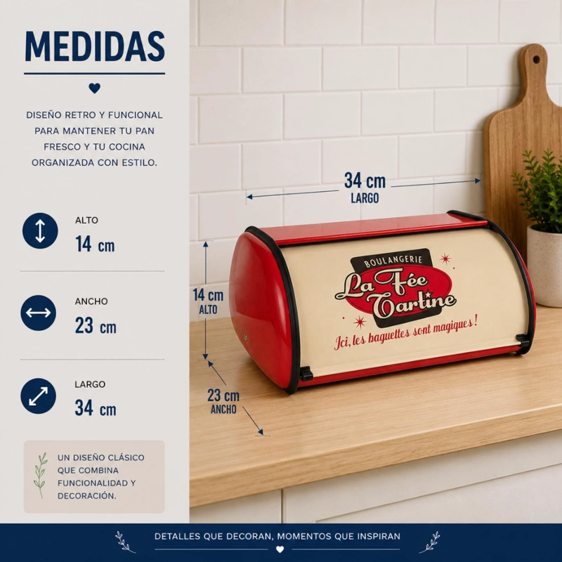PANERA METALICA VINTAGE RETRO COLOR ROJO ABATIBLE - 7