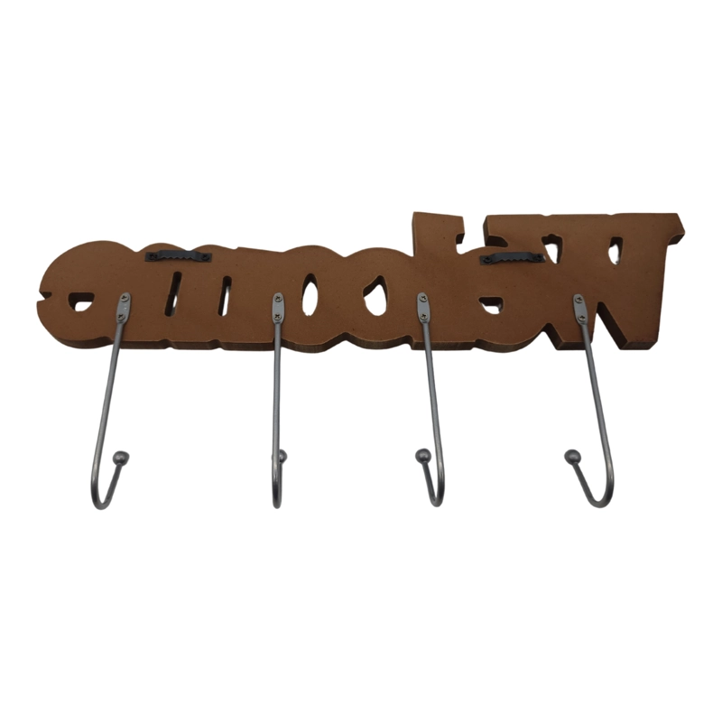 PERCHERO DE PARED COLGADOR WELCOME 4 GANCHOS PLATEADO - 3