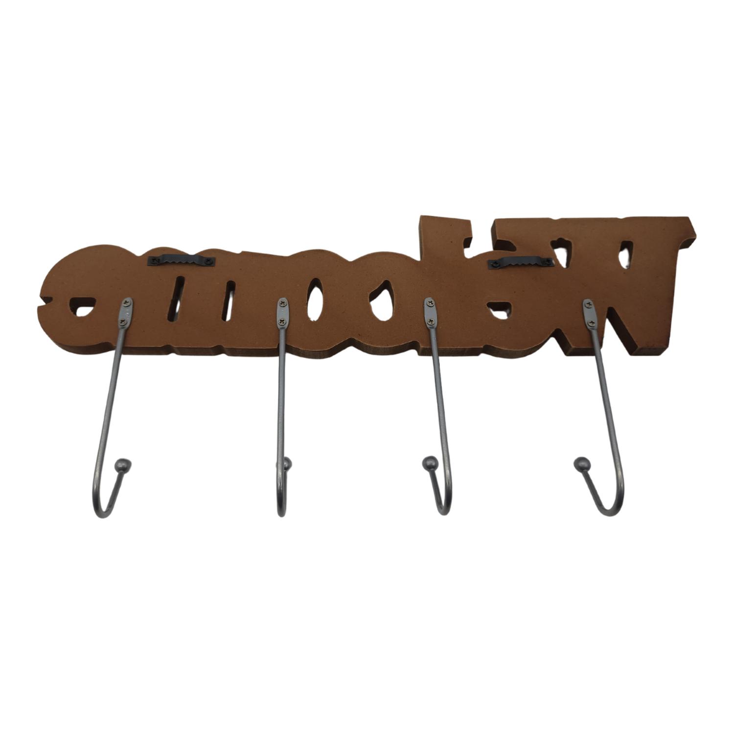 PERCHERO DE PARED COLGADOR WELCOME 4 GANCHOS PLATEADO - 3