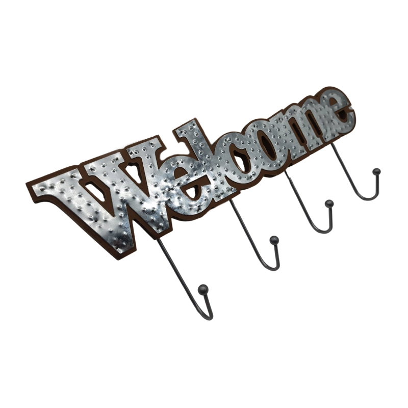 PERCHERO DE PARED COLGADOR WELCOME 4 GANCHOS PLATEADO - 5