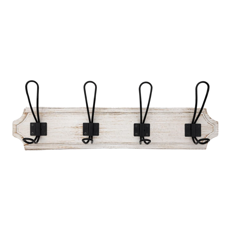 PERCHERO DE PARED COLGADOR VINTAGE 4 GANCHOS DOBLES BLANCO - 1