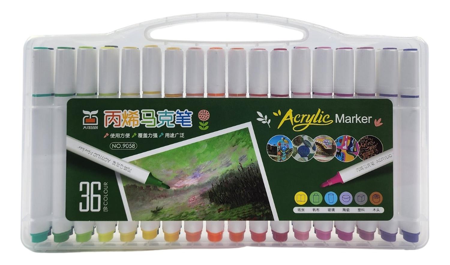 SET MARCADORES FLIP ACRILICOS 36 LAPICES CALIDAD ARTE DIBUJO - 1