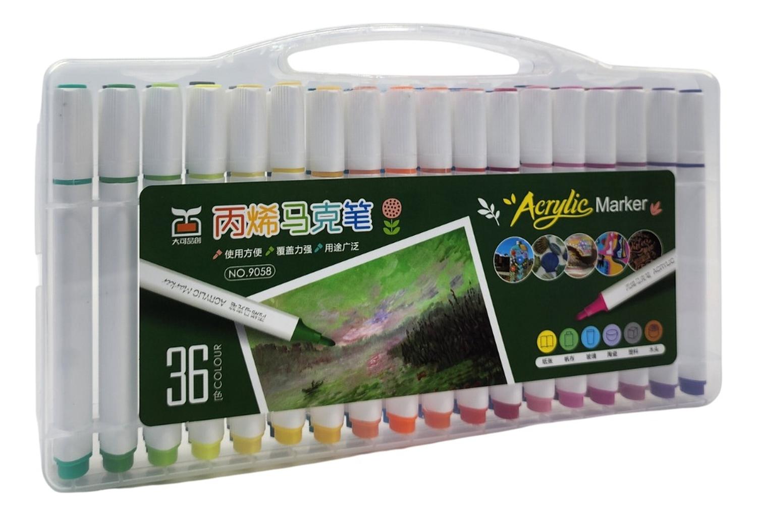 SET MARCADORES FLIP ACRILICOS 36 LAPICES CALIDAD ARTE DIBUJO - 2