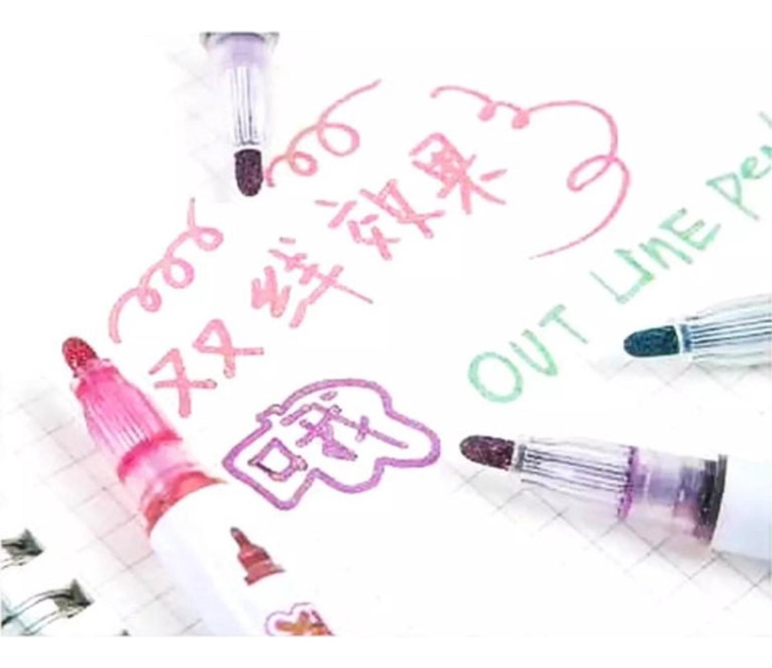 MARCADORES FLIPEREX OUT LINE METALICOS OUTLINE PEN 6 COLORES PROFESIONALES - 4