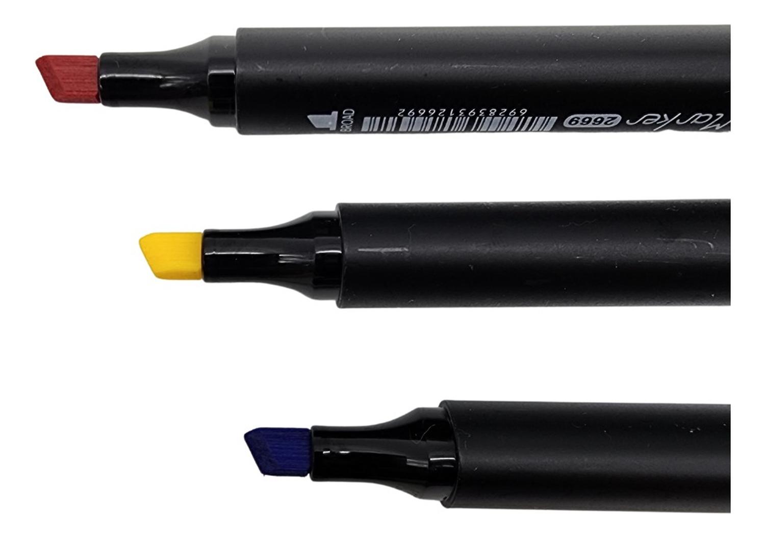 SET MARCADORES DOBLE PUNTA 36 LAPICES PLUMONES CON MALETIN - 3